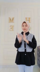 Cherly Top Blouse/Atasan Wanita 2024 Kekinian/Crinkle Mix Katun Salur/Korean Blouse/Atasan Murah/COD