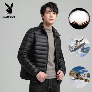Playboy Mens All-Season Ultra Lightweight Packable Down Jacket Water and Wind-Resistant Breathable Coat Big Size Men Hoodies Jackets