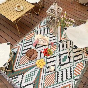 Nipson Large Cotton Linen Camping Carpet Waterproof Tent Rug Portable High End Tablecloth Picnic Mat Outdoor Home Decor