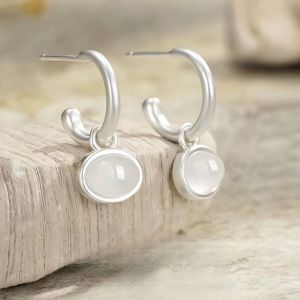 Elegant Oval Waterdrop Matte Surface Drop Earrings Chinese New Style Fashionable OL Soft Personality High-End Sensation Ear Jewelry