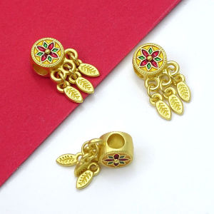 Handmade Enamel Sand Gold DIY Accessories Six-Syllable True Word Through-hole Spacer Bead Cloud Back Blue Burnished Lucky Bead