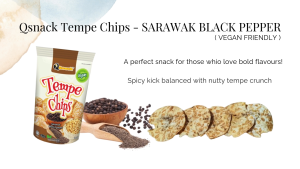 Qsnack Tempe Chips / Garlic / Petai / Sarawak Black Pepper / Crunchy Snacks
