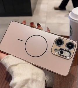 Built-in Glass Lens Protector for OPPO Reno 14 13 Pro 5G Casing Electroplating Frame Matte PlasticI Hard Back Phone Case Cover