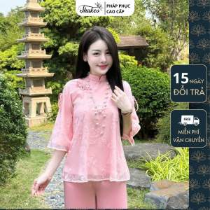 (MA72) Pháp phục đi chùa THUKEO mẫu thêu xinh mẫu tơ 2 lớp mới