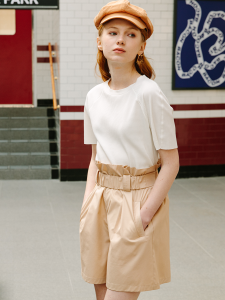 Original High Waist Loose Wide Leg Pants Thin Commute Versatile Shorts Women Summer Casual Cotton Blend Folded Hem Short Pants