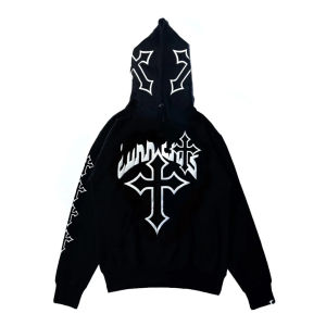 เสื้อฮู้ดฮิปฮอปแบบหลวมๆ สไตล์สตรีทแฟชั่น ปกเป็นครสมือ ปักลายครรภ์ ลำลอง สวมใส่สบาย แขนยาว ปกติ