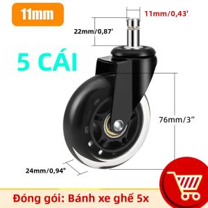 Bánh Xe Bánh Răng Cao Su Xoay 3 Inch Cho Ghế Văn Phòng Mềm Mại An Toàn Phong Cách Rollerblade Công Suất Tải Trọng 60kg Phần Cứng Bánh Răng Thép Và Cao Su
