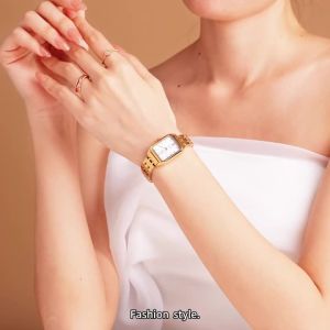 OLEVS | OLEVS 5616 Đồng Hồ Thạch Anh Sang Trọng Dành Cho Nữ Mặt Vuông Màu Vàng Chống Nước Dây Đeo Bằng Thép Không Gỉ Sáng Bóng Thiết Kế Nguyên Bản Sang Trọng