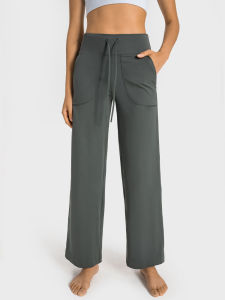 High-Waist Yoga Pants Womens Butt-Lifting Loose Fitness Straight Leg Wide Leg Sweatpants Dance Fitness Bare Sensation Flared Long Pants