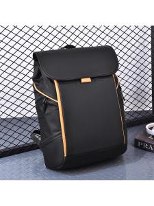 New Mens Commuter Business Casual Backpack Travel Large Yellow Line Color Block Laptop Bag British Style Single Compartment