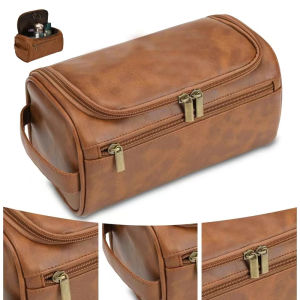 Leather Toiletry Bag for Men Women Dopp Kit Mens Hanging Toiletry Bag Travel Toiletry Bag for Traveling Large Cosmetic Bag for T