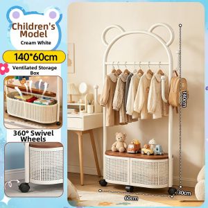 HUIXIONGKANLAN | Dopamine Inspired Bear Design Mobile Clothes Storage Rack