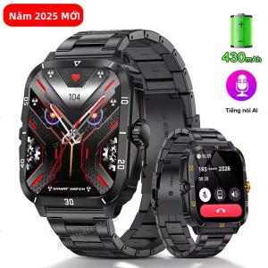 Đồng Hồ Thông Minh Quân Sự Ngoài Trời 2025 Màn Hình 1.96 Inch Hỗ Trợ Gọi Bluetooth Theo Dõi Sức Khỏe Theo Dõi Thể Dục Tương Thích Với Android