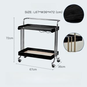 NORCHAIR Simple Retro Side Table Double Layer Storage Living Room Nordic Style Mobile Cart Wooden Material No Drawer Assembly Required