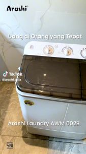 SERBAADAMURAH - Mesin Cuci 2 Tabung Minimalis ARASHI AWM 602B - 6 KG Low Watt / Mesin Cuci Minimalis / Mesin Cuci Murah Berkualitas GARANSI RESMI