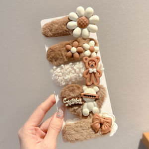 Cute Girl Side Hair Clip Plush Hair Accessories Children BB Clip Baby Girl Headwear Fashionable Korean Style Non-Mall Same