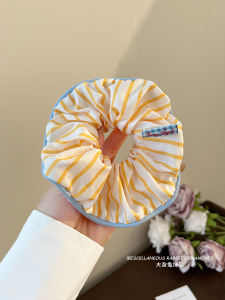 ยางรัดผมลายทางสีเหลืองขนาดใหญ่สำหรับผู้หญิง รัดผมทรงลูกปัด รัดผมหางม้า ตกแต่งผม รัดผมยางยืด ยางรัดผม รัดผมทรงกลม รัดผมลายทาง