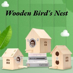 Parrot Bird Box Small Wooden House Bird Cage Pet Bird Toy Nest Solid Wood Residential Incubation Nest