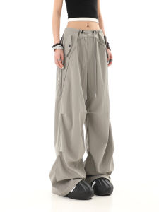 Quần Ống Rộng Nhanh Khô Mùa Hè 2025 Quần Dài Thường Ngày Cho Nữ Cạp Cao Phong Cách Đường Phố Quần Dài Ống Rộng