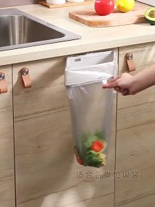 Trash Bag Holder Wall Mounted Space Saving Garbage Cooking Beg Sampah Rack Durable PP Organizer Kitchen Tool Toilet
