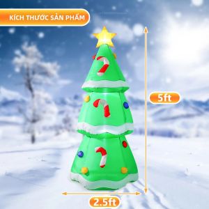 Cây Kẹo Bơm Hơi Giáng Sinh 5FT Có Đèn LED Tích Hợp Để Trang Trí Sân Vườn Trong Nhà/ngoài Trời Trong Các Bữa Tiệc Ngày Lễ