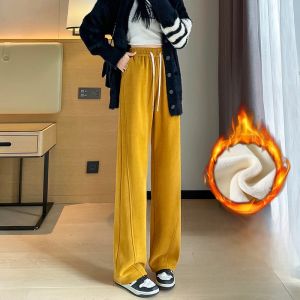 YAMIANNV | Slim Fit Banana Pants High Waist Wide Leg Pants Womens Thin Style Casual Autumn Winter Long Thickened Warm Floor Length