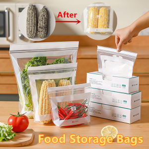 Quivlox Food Storage Bags Leakproof Thickened Large Capacity Reusable Sealed Fresh-keeping Bag