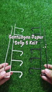 Gantungan Dapur Selip Gelas Cangkir Spatula Kait 6 Hook Cantolan Kabinet Lemari Serbaguna