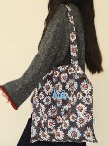 Haahua Redrawn Korean Floral Canvas Crossbody Bag Vintage Loose Single Shoulder Sling Bag Casual Magnetic Buckle Closure