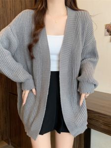 ชิค ฤดูใบไม้ร่วง Warmth Vintage หลวม ลำลอง หลากหลาย ความยาวปานกลาง เสื้อสเวตเตอร์ คาร์ดิเกน ผู้หญิง เสื้อแจ๊กเก็ตแขนยาว Anti-Aging