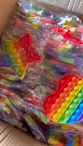 Fidget Rubber Rainbow Colored boys and girls Toys Multi-Function Stress Reliever Push Pop Toy Gift
