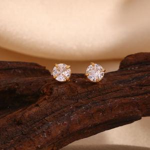 E.B.belle Delicate Shiny AAA Zircon Wedding Stud earrings trendy womens stainless steel jewelry Accessories for women