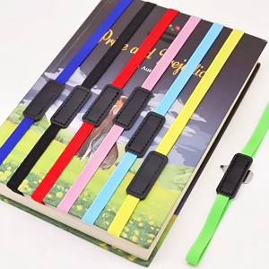 OKEY SHOP Book Rope Metal Reading Book Marker Color Bookmark PU Leather Elastic Bandage Bookmark Compass Telescopic