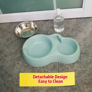 Automatic Pet Water Feeder Bowl Stainless Steel Dog Cat Double Bowl Set No-Spill Feeding Bowl with Water Dispenser Durable Pet Food Water Bowl for Small Pets Cat Dog Feeding Supplies