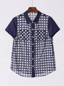 Áo Sơ Mi Tay Ngắn Sọc Lụa Tơ Tằm Thời Trang Mùa Hè Cho Nữ Áo Sơ Mi Thường Ngày Chất Liệu Khác 100% Cài Nút Cổ Vuông