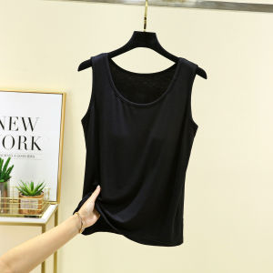 Modal Camisole with Chest Pad Womens Summer Outwear Basic Thin Plus Size Silm Cup One-Piece Bottoming Shirt