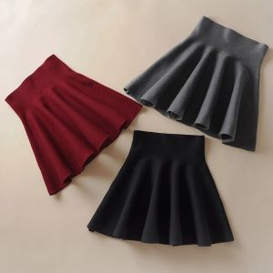 plus Size Short Knitted Skirt High Waist Flared Soft Base Layer Princess Style Pleated Skirt for plus Size Women Autumn Winter New Korean Version
