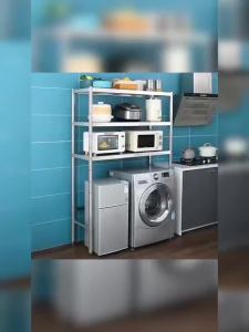 Washing Machine Rack Storage Shelf Bathroom Standing Rack Toilet Rack Washing Machine Rack Storage Customizable Stainless Steel Kitchen Storage Rack Oven Microwave Oven Rack Multi-Layer Freezer Rack