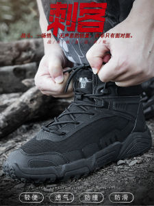 New Mens Tactical Boots Ultra-Light Spring Autumn Desert Tactical Shoes Lightweight Hiking Mountain Climbing Non-Slip Black Training Shoes