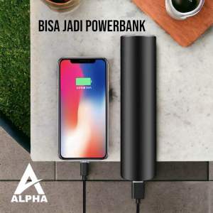 Senter Zoom Silver Super Led Bisa Powerbank ALPHA Free Box