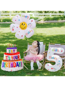 Birthday Number Balloons Scene Decoration Photo Props Aluminum Foil Balloons Indoor Childrens Party Celebration Supplies