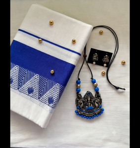 Handmade Terracotta Jewelry Lakshmi Necklace Set With Matching Earrings