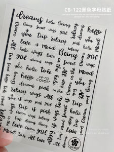 Nail Stamping Letter Sticker Internet Hot Black and White Waterproof Back Glue DIY Stereo Easiest for Match Nail Decals Decoration