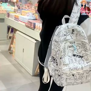 Cặp học sinh nữ cấp 2 học sinh cấp 3 xinh xắn cute thời trang ulzzang hàn quốc họa tiết thỏ nhiều ngăn chống nước TTS38