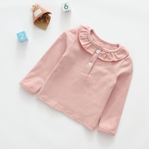 Princess Style Pure Cotton Thin T-Shirt for Baby Girls Spring Autumn Long Sleeve Breathable Knitted Base Layer Shirt