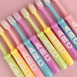 Happily Baby 10pcs Baby Toothbrush 3-12 Years Soft Toothbrush Fashion Letter Printed Protect Teeth Health for Kids Toothbrushes