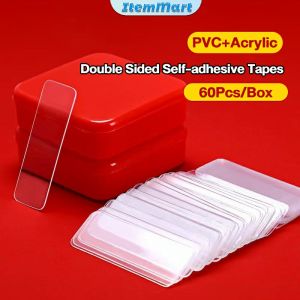 ItemMart Transparent Removable Double Sided Self-adhesive Tapes 60Pcs/Box Multifunctional Waterproof Washable Tapes
