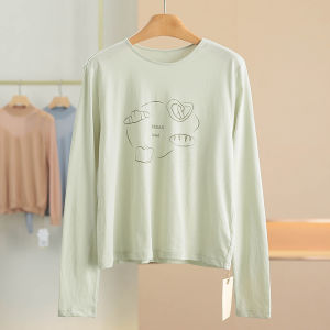 เสื้อยืดแขนยาวพิมพ์ลาย Xking ทรงสลิมฟิต ผ้าฝ้ายผสมโพลีเอสเตอร์ ทรงพอดีตัว สำหรับผู้หญิง ฤดูร้อน 2025 ใหม่