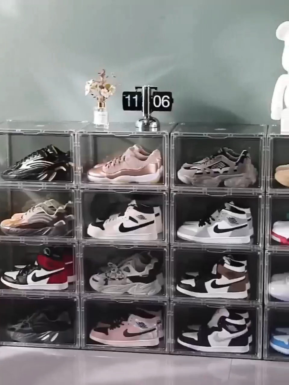 XMVP Kotak Sepatu Akrilik Rak Sepatu Magnetik Yang Dapat Ditumpuk Organizer Penyimpanan Transparan