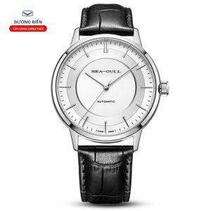 Đồng Hồ Cơ Tự Động Nam Seagull Cổ Điển Dành Cho Doanh Nhân Thông Thường Dây Da Chống Thấm Nước Đồng Hồ Đeo Tay Pha Lê Sapphire 819.12.6061